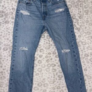 Levi's High Rise Distressed Blue Jeans
